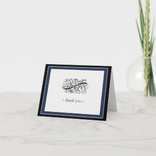 Simply Elegant Custom Thank You Card (blue/black)