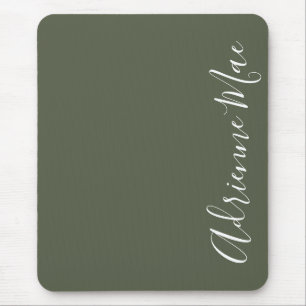 Simply Elegant Dark Chive Green Personalised Mouse Mat