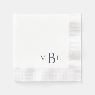 Simply Elegant Eggplant Monogram Coined Cocktail Napkin