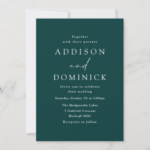 Simply Elegant Emerald Green Modern Wedding Invitation