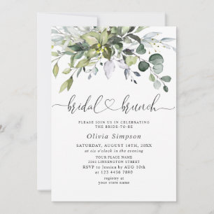 Simply Elegant Eucalyptus Bridal Brunch Invitation