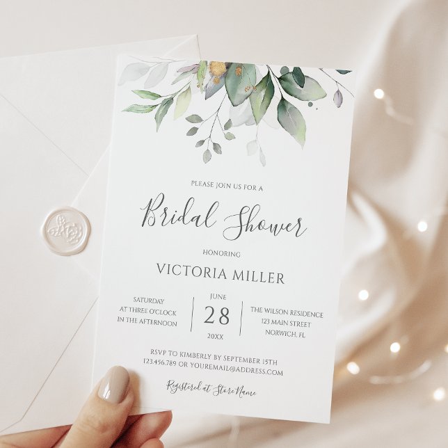 Simply Elegant Eucalyptus Bridal Shower Invitation (Creator Uploaded)