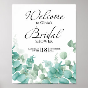 Simply Elegant Eucalyptus Bridal Shower Invitation Poster