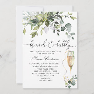 Simply Elegant Eucalyptus Brunch & Bubbly Invitation