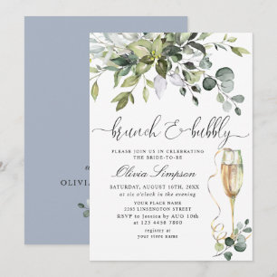 Simply Elegant Eucalyptus Brunch & Bubbly Invitation