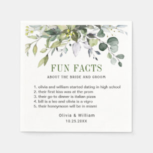 Simply Elegant Eucalyptus Fun Facts Wedding  Napkin