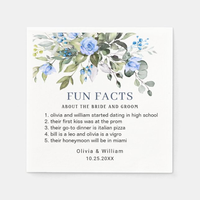 Simply Elegant Eucalyptus Fun Facts Wedding Napkin (Front)