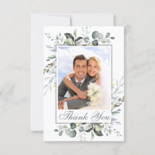 Simply Elegant Eucalyptus Greenery Wedding PHOTO Thank You Card