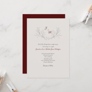 Simply Elegant Foliage Maroon & Cream Invitation