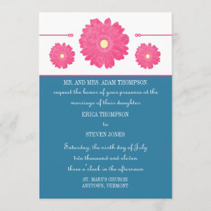Simply Elegant Gerbera Daisies Wedding Invitation