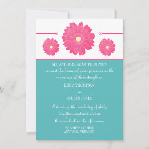 Simply Elegant Gerbera Daisies Wedding Invitation