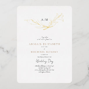Simply Elegant Gold Foil Foliage Rounded Wedding