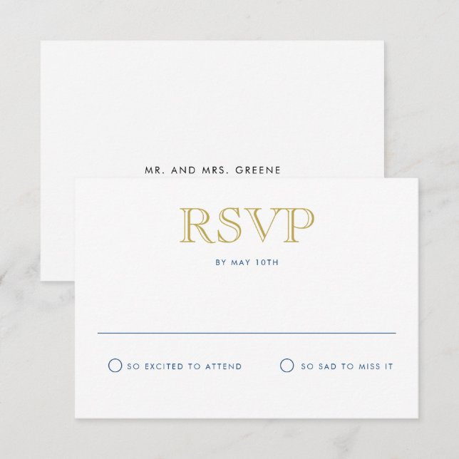 Simply Elegant Gold Traditional Postcard RSVP Card (Front/Back)