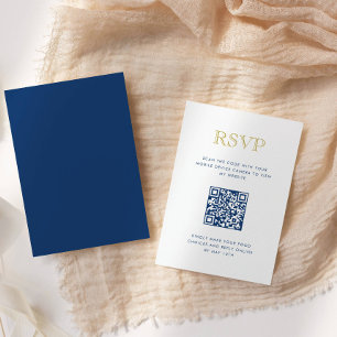 Simply Elegant Gold Vertical QR Code RSVP Card