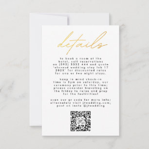 Simply Elegant Gold & White Text Wedding QR CODE RSVP Card
