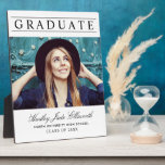 Simply Elegant Graduate White Photo Graduation Plaque<br><div class="desc">Celebrate your graduate in style with this beautiful photo graduation plaque. Features a simple,  modern,  and elegant design with custom text and a senior portrait of your beautiful grad. The minimalist black and white colour scheme can be modified. Makes a wonderful keepsake to display in your home.</div>