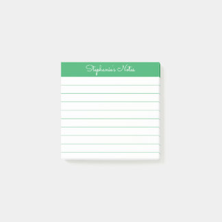 Simply Elegant Green Personalized Lined Post-it Notes