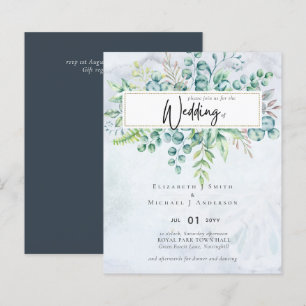 Simply Elegant Grey Blue Eucalyptus BUDGET Invite
