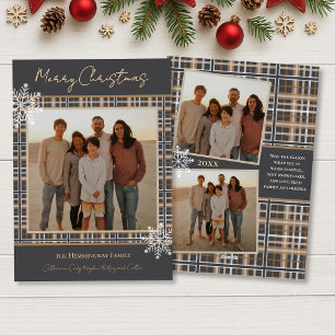 Simply Elegant Grey Taupe Plaid Christmas Holiday Card