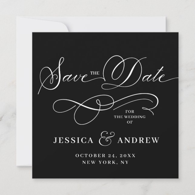Simply Elegant Lettering Wedding Save the Date (Front)