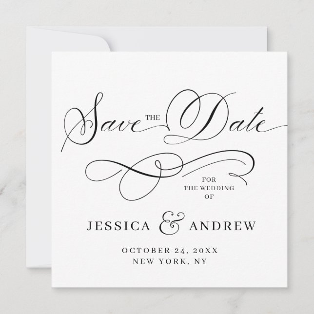 Simply Elegant Lettering Wedding Save the Date (Front)