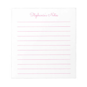Simply Elegant Light Pink Lined Personalised Notepad