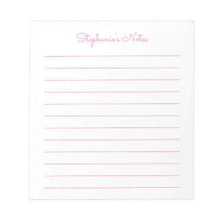 Simply Elegant Light Pink Lined Personalised Notepad