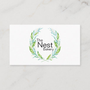 Simply Elegant Logo Laurel Branches for Bakery Business Card