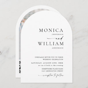 Simply Elegant Minimalist Photo QR code Wedding Invitation