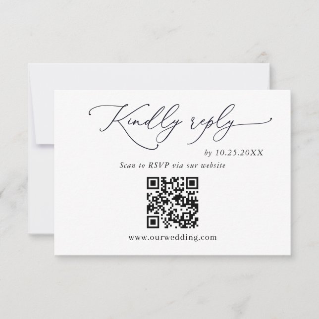 Simply Elegant Minimalist Wedding QR Code Simple RSVP Card (Front)