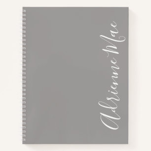 Simply Elegant Modern Ash Grey Personalised Notebook