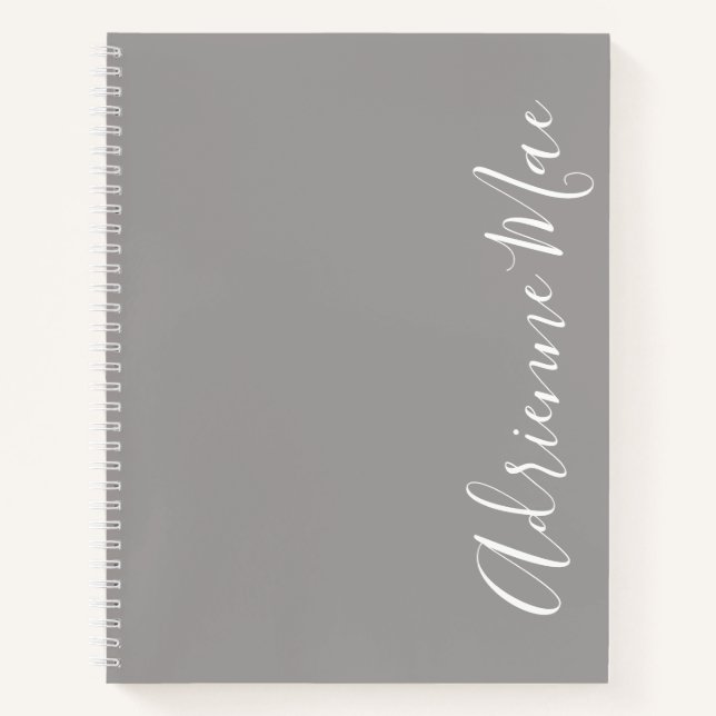 Simply Elegant Modern Ash Grey Personalised Notebook (Front)