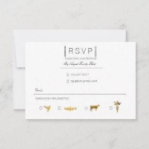 Simply Elegant   Modern Black & Gold RSVP