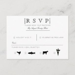 Simply Elegant   Modern Black & White RSVP Card
