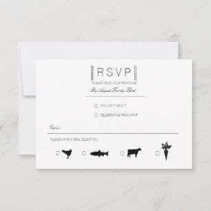 Simply Elegant   Modern Black & White RSVP Card
