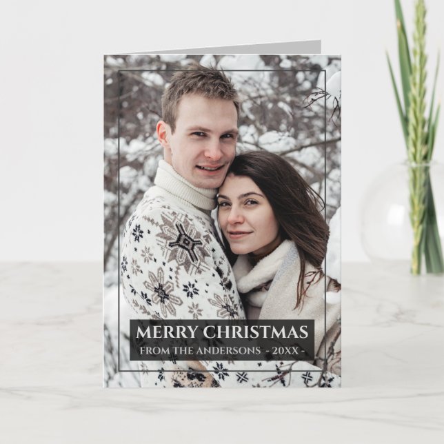 Simply Elegant | Modern Christmas Photo Classic Card (Front)