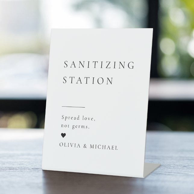 Simply Elegant Modern Wedding Sanitising Station Pedestal Sign (Simply Elegant Modern Wedding Sanitizing Station Pedestal Sign)