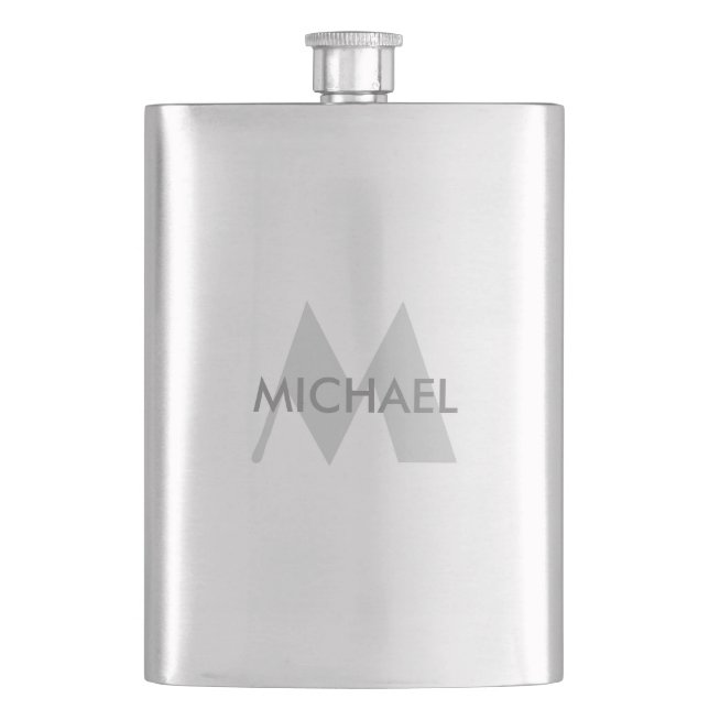 Simply Elegant Monogram and Name Hip Flask (Front)