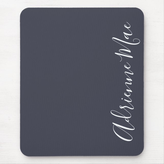 Simply Elegant Navy Blue Personalised Mouse Mat (Front)