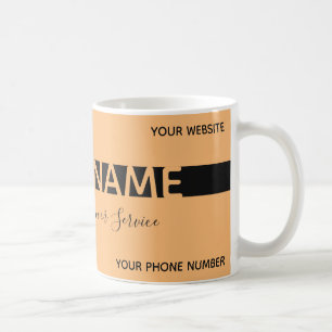 Simply elegant orange black stripe business card coffee mug