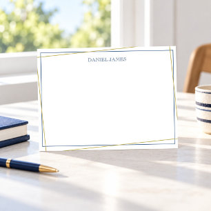 Simply Elegant Personalised Navy and Gold Flat Card