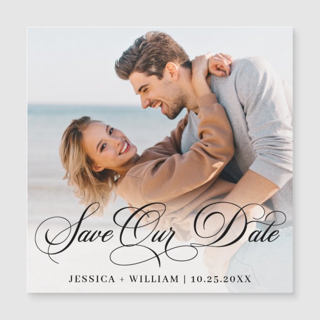 Simply Elegant Photo Wedding PHOTO Save The Date Magnetic Invitation (Front)