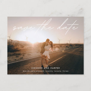 Simply Elegant Photo White Text Save The Date Anno Announcement Postcard