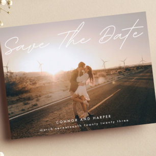 Simply Elegant Photo White Text Save The Date Announcement Postcard