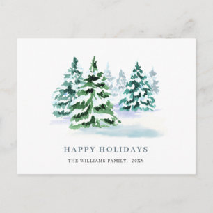Simply Elegant Pine Tree Christmas Greeting Postcard