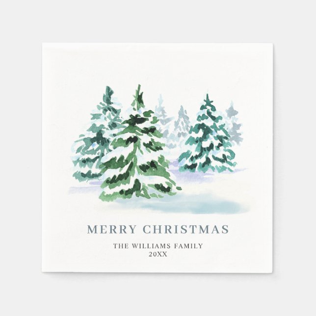 Simply Elegant Pine Tree Christmas Holiday Napkin (Front)