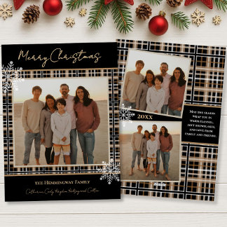 Simply Elegant Plaid Snowflakes Cosy Christmas Holiday Card