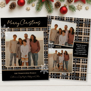 Simply Elegant Plaid Snowflakes Cozy Christmas Holiday Card