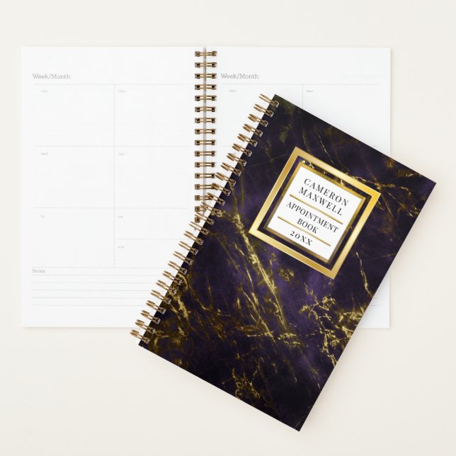 Simply Elegant Purple | Gold Marble Appointment Planner (Display)