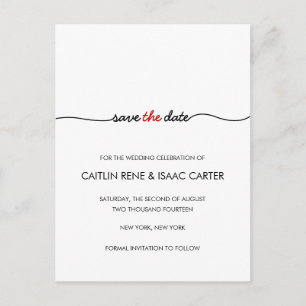 Simply Elegant Red Save the Date Announcement Postcard